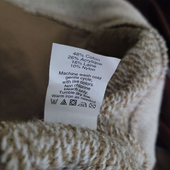 J. CREW Sweater Medium Wool Blend Beige Funnelneck Cowl Neck Sweatshirt B4923 - Picture 9 of 9